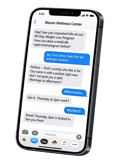 HelloEllie Facebook ad lead SMS conversation