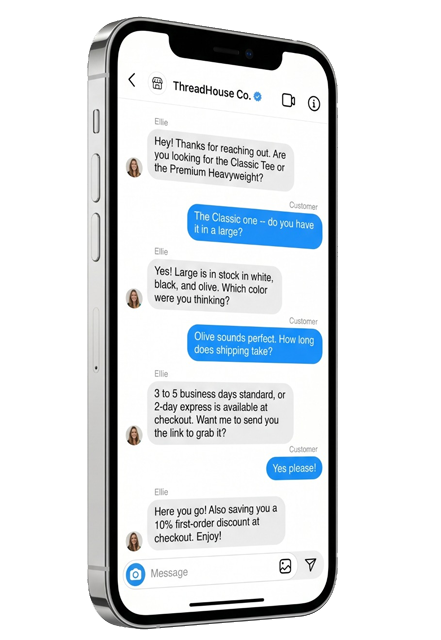 HelloEllie Instagram DM conversation